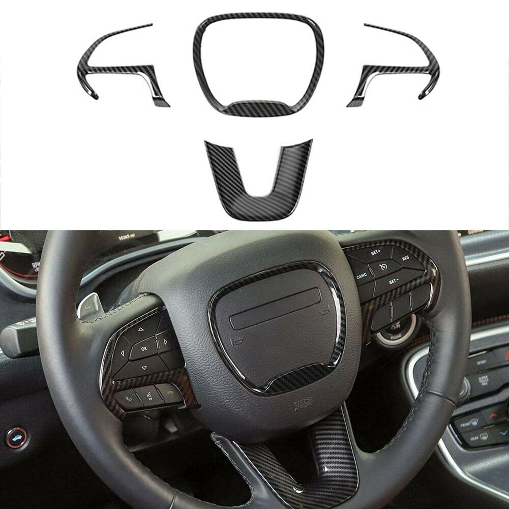 Wholesale US 4 Pcs Carbon Fiber Pattern Car Steering Wheel Cover Trim