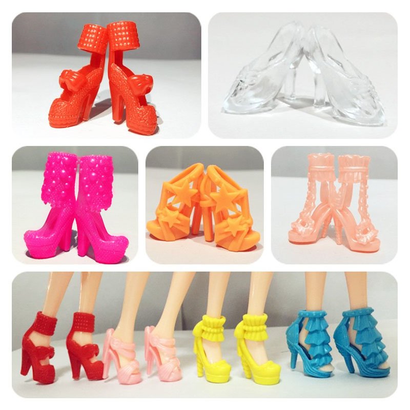 [EU Direct] 10 Pairs of Shoes Toy High Heel Shoes Boots Accessories for 11in doll (Style Random)