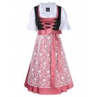 [EU Direct] 3PCS Women's Ruffle Floral Lace Beer Dress Traditional Dirndl Set for Oktoberfest Theme Party Cosplay