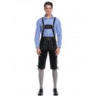 [EU Direct] De code - Oktoberfest men's vintage faux-leather embroidered straps pants + Kojooin tag