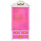 [EU Direct] E-TING Pink Plastic Furniture Wardrobe DollHouse Accessories For Doll