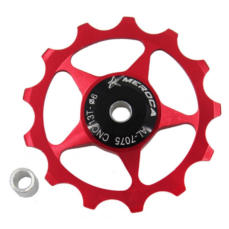 [Indonesia Direct] 11T/13T Aluminum Alloy MTB Mountain Bike Bicycle Rear Derailleur Pulley Jockey Wheel Road Bike Guide Roller For 7/8/9/10 Speed 13T red