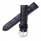 ID 20mm PU Leather Grain Strap Watchband Stainless Steel Buckle Replacement Wristband black