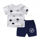 [Indonesia Direct] 2pcs/set Unisex Baby Short Sleeved Tops+Shorts Children Home Wear DT  thunderstorms_50  73cm