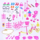 [Indonesia Direct] 98PCS/Set Accessories Set Shoes Bag Mirror Hanger Comb Necklace dolls Toys Kids Gift
