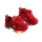 [Indonesia Direct] Baby Infant Boys Girls Fashion Casual LED Luminous Lighting Comfortable Sports Shoes red_25