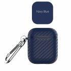 [Indonesia Direct] Carbon Fiber ShockProof for Apple AirPods Soft Protective Case Keychain Buckle blue