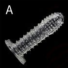 [Indonesia Direct] Men Silicone Spike Dotted Ribbed Clear Condom Penis Extension Sleeve Adult Sex Toy  A type Spike Sleeve