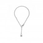 ID Women Punk Lock Shape Long Chain Pendant Necklace Costume Jewelry Silver keychain + lock