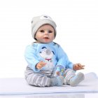 [US Direct] 1 Set Of Soft Simulation Silicone Vinyl 22 Inch Baby  Doll Lifelike Boy Toy With Cloth Costume blue