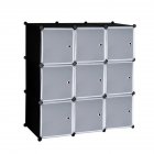 [US Direct] 1 Set Of Storage Organizer Diy 9-cube Storage Shelving With Doors For Bedroom Living Room White door black body