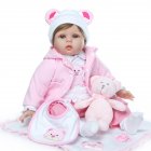 [US Direct] 1 Set Silicone Vinyl Cotton Body Cloth Body Simulation  Doll Pink Bear Costume -22 Inches Pink