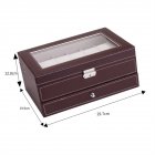 [US Direct] 12 Slots Watch Box Organizer For Men Jewelry Storage Box For Watch Sunglasses Rings Necklaces Earrings Red-brown