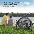 [US Direct] 12-inch Rechargeable Floor Fan With Stepless Speed Control 17850mah Battery 220 Degree Adjustable Head Fan Us Plug black