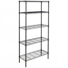 [US Direct] 180*90*35 Five Layers Metal  Shelf  Rack Without Wheels Storage Rack For Kitchen Laundry Bathroom black