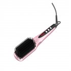 [US Direct] 2 In 1 Portable Hair Straightener Brush Tourmaline Ceramic Ionic Enhanced Auto-off Massage Comb pink
