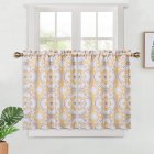 [US Direct] 2PCS Blackout Fabric Tier Curtains for Kitchen Windows Classic Butterfly Antennae Medallion Printed Rod Pocket Small Curtain Panels for Bathroom, Cafe, Living Room, etc