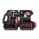 [US Direct] 39-piece Tool Kit Carbon Steel General Household Hand Props Home Repair Basic Maintenance Tool Sets red