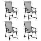 [US Direct] 4 Pcs Patio Folding Chair Outdoor Portable Dining Chairs With Armrest For Camping Beach Garden Pool Backyard Deck gray