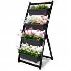[US Direct] 4 Tier 4ft Vertical Raised Garden Bed Corner Stand Shelf Ergonomic Design Container Boxes For Vegetables Flowers black