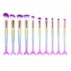 [US Direct] Artificial Multi-sized Makeup Brushes Set 10pcs Frosted Mermaid-Shaped + 1pcs Baby Fish Brush Beauty Make Up Kits Lip Cosmetic Tools As shown