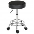 [US Direct] Bar Stool With 5 Casters 360 Degree Rotation Soft Comfortable Pu Leather Round Stool 150kg Load-bearing Flat Black