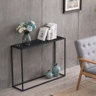[US Direct] D&N Console Talbe Minimalist Porch Table Sofa sidetable, MDF boards, metal frame , Rectangle shape, Black