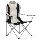 [US Direct] Folding Camping Chair Wear-resistant Engineering Mechanics Design Oxford Cloth Fishing Chair 105x58x58 black grey