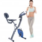 [US Direct] Folding Exercise Bike, Fitness Upright And Recumbent X-Bike With 10-Level Adjustable Resistance, Arm Bands And Backrest