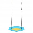 [US Direct] Hexagonal Swing With 2 Hooks Adjustable PE Rope EPE Edge 100cm Diameter Detachable Swing Blue Yellow