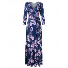 US Leadingstar Women's 3/4 Sleeve V-Neck Floral Print Boho Maxi Wrap Dress L