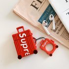 US Letter Suitcase Inspired Silicon for Airpods Case Cover with Ring Holder red