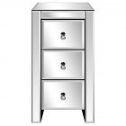 US Mirrored Nightstand End  Table With 3-drawers For Bedroom Mini Cabinet Silver