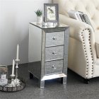 US Modern Mirrored Night Stands with 3 Drawers Silver