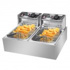 [US Direct] Original ZOKOP Electric Commercial Deep Fryer With Double Basket 2 Baskets Deep Fryers Restaurant Home Kitchen 5000w Max Silver