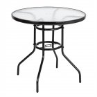 [US Direct] Outdoor Round Dining Table Weather-proof Yard Garden Tempered Glass Table For Outdoors Indoors(80 X 80 X 70cm ) black