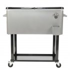 [US Direct] Portable Rolling Cooler Ice Chest Cart Trolley 80qt For Outdoor Patio Deck Party Beer Drink Cooler gray