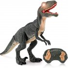 [US Direct] Realistic Remote  Control  Dinosaur Toys With Shaking Head Glowing Eyes Roaring Sound Walking Robot Dinosaur Children Gifts (velociraptor) As shown