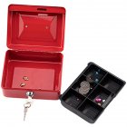 [US Direct] Stainless Steel Cash  Box With Money Tray Safe Box With Key Cash Drawer red