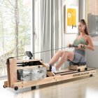 [US Direct] Water Resistance Oak Rowing Machine, Bluetooth Monitor,Workout For Home Gym