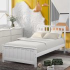 [US Direct] Wood Platform Bed Twin size Platform Bed, White（Old Sku:WF190776AAK  Less two center support legs）