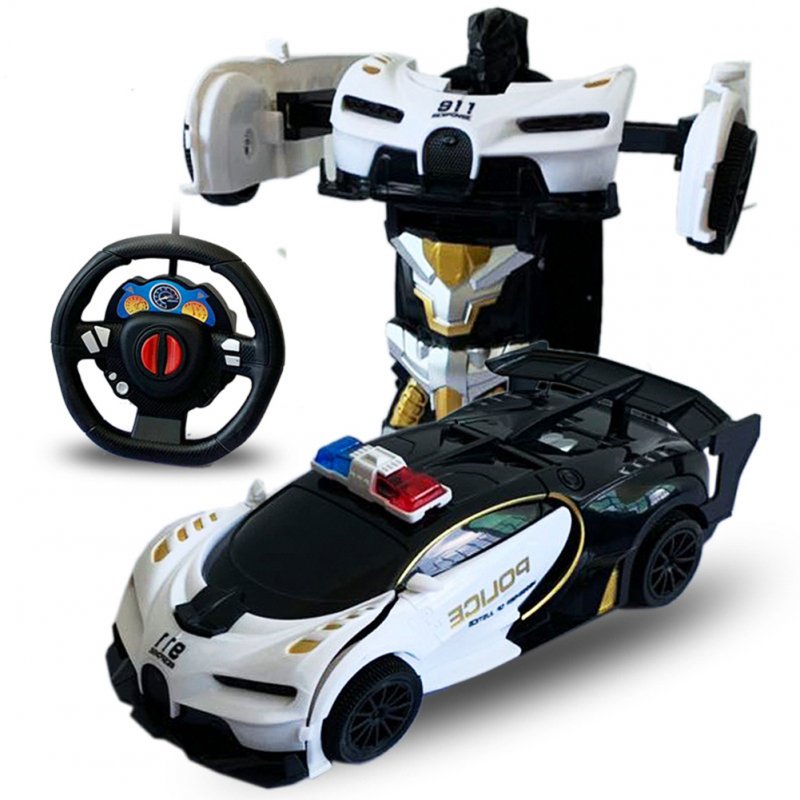 1/24 Deformation Remote Control Car Electric Robot Children Toy Gift Black and white car_1:24