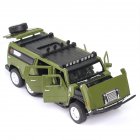 1:32 Car Model for Hummer H2 Off-road High Simulation Alloy Car Model Sound And Light Pull Back Door Boy Car Toy For Children Gifts green
