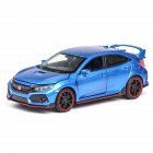 1:32 Pull Back Alloy Car Modeling Door Open Light Sound Toy for Civic TYPE Collection  blue