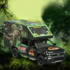 1:32 Simulation Car Model Dinosaur Transport Vehicle Light Sound Doors Open Alloy Pull Back Toy Gift Collection black