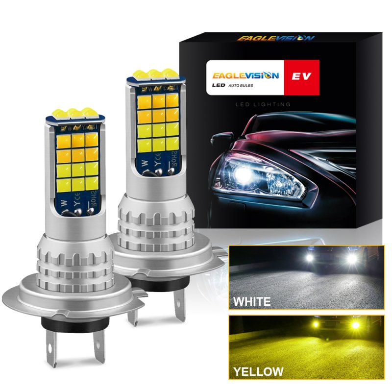 1 Pair Aluminum Car V6 High-brightness Dual-color Fog Lamp Car Light H7