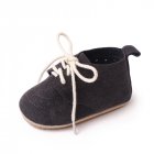 1 Pair Baby Girls Boys Toddler Shoes Non-slip Wear-resistant Soft Sole Lace Up Solid Color Sneakers black 9-12M Bottom length 13cm