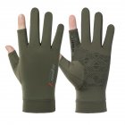 1 Pair Fishing Gloves Outdoor Fishing Protection Anti-slip Half Finger Sports Fish Equipment Three fingers green_One size