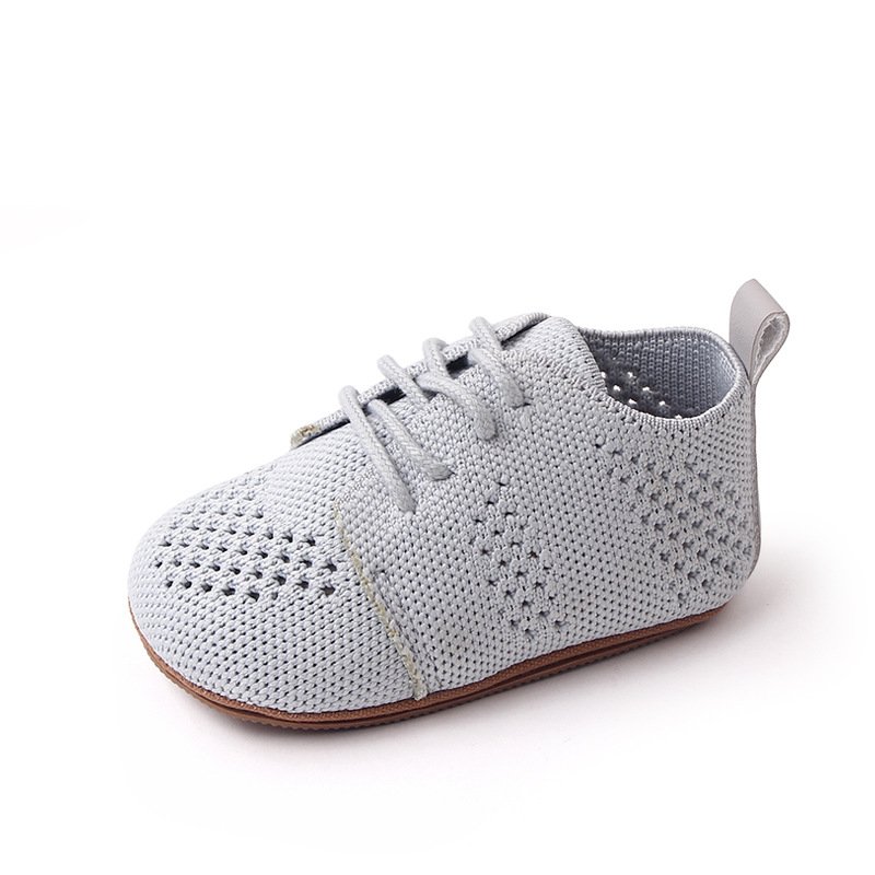 1 Pair Newborn Walker Toddler Shoes Breathable Hollow Infant Boys Girls Anti-slip Soft Sole Sneakers grey 9-12M Bottom length 13cm