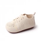 1 Pair Newborn Walker Toddler Shoes Breathable Hollow Infant Boys Girls Anti-slip Soft Sole Sneakers beige 3-6M Bottom length 11cm